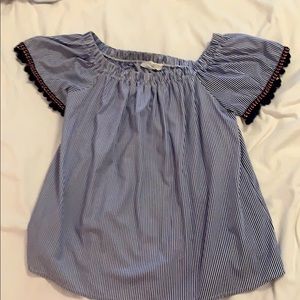 Blue and white striped top